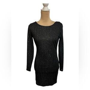 Midnight Doll a long-sleeved mini‎ dress Metallic Black NWT Medium